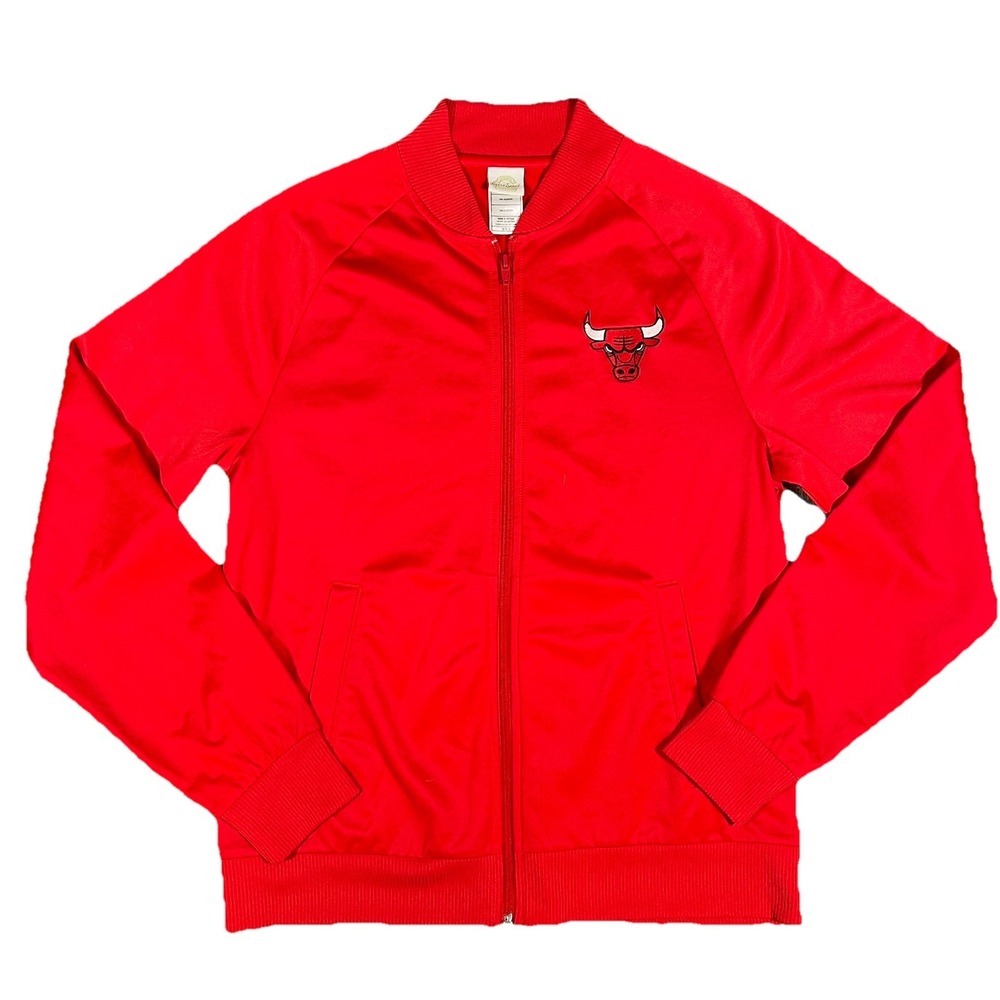 Chicago Bulls Jacket Mens M Red NBA Basketball Full Zip Track Warm Up Logo
